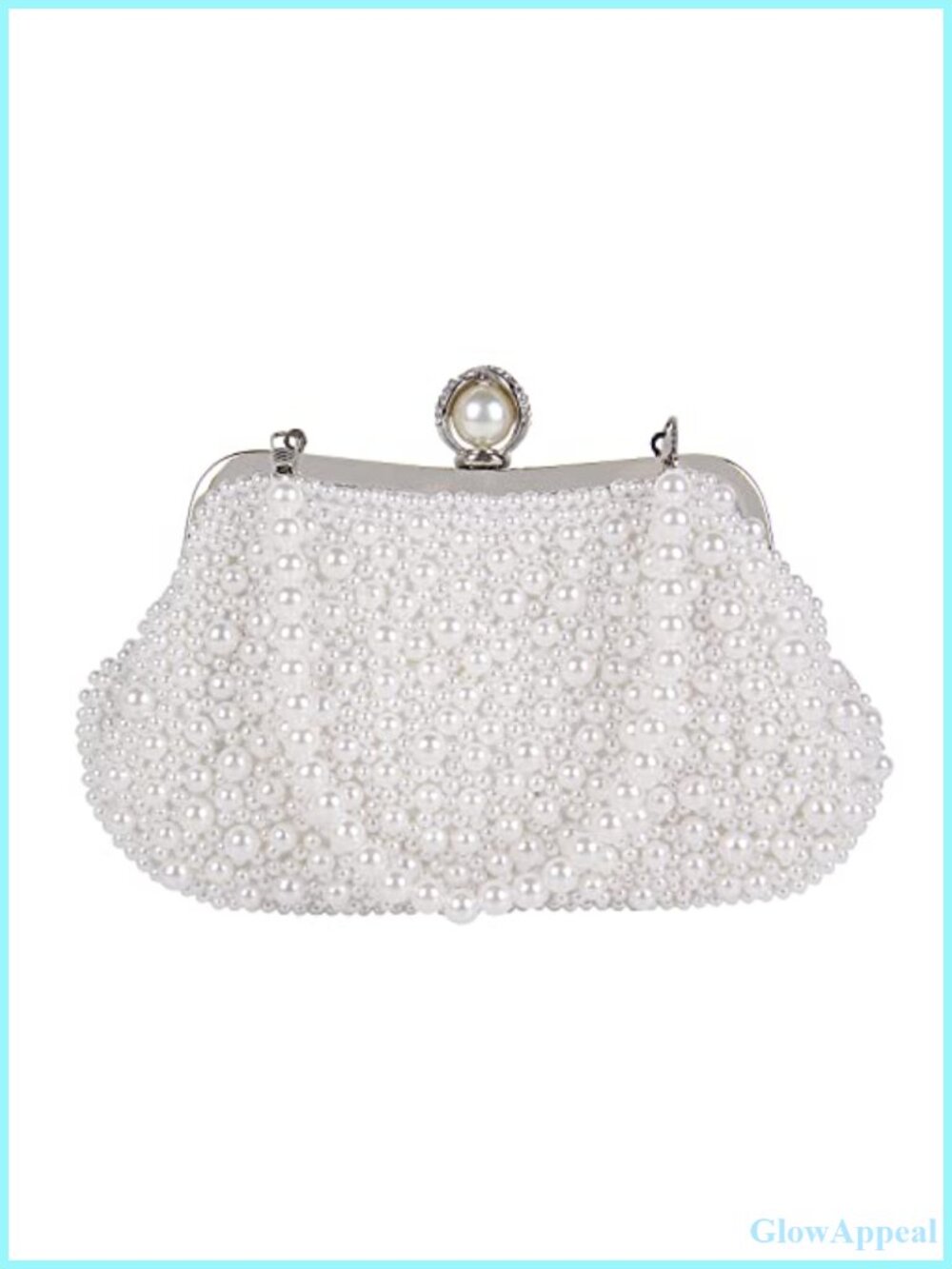 Pearl Clutch Purse Wristlet Evening Bag with Chain Strap for Wedding